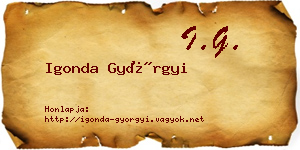 Igonda Györgyi névjegykártya